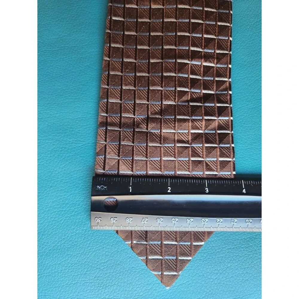Giorgio Armani Men's Silk Necktie Italy Designer Geometric Brown